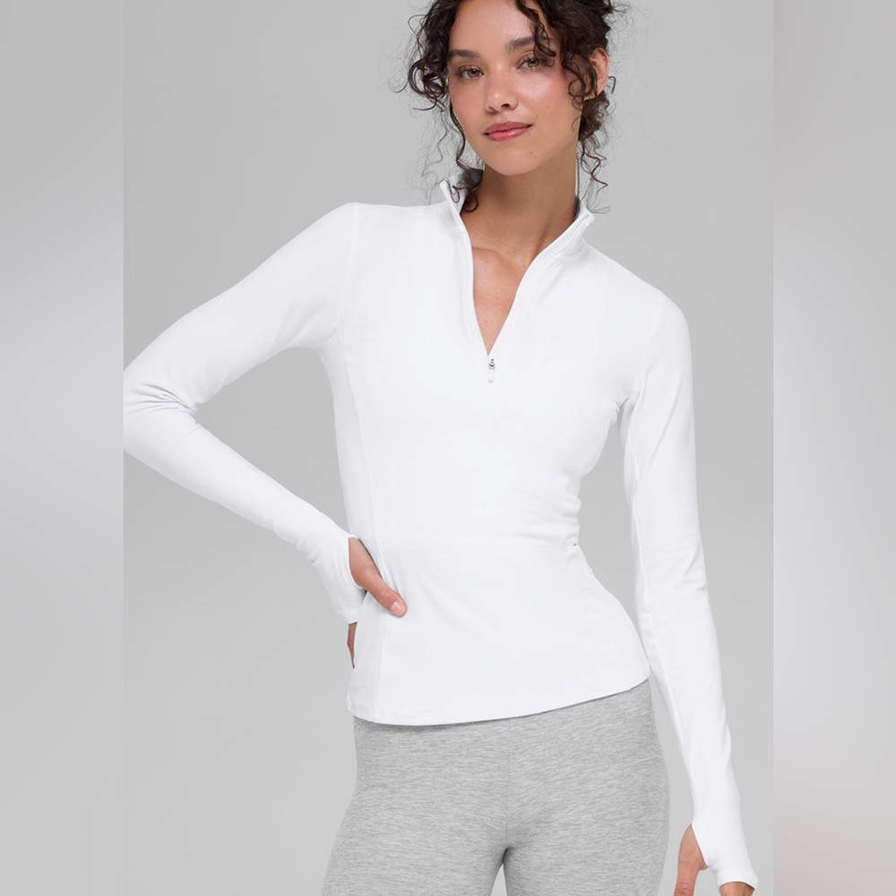 ALO Yoga Alosoft 1/2 Zip Pullover White Mock Neck Sweatshirt NWT - Picture 2 of 8